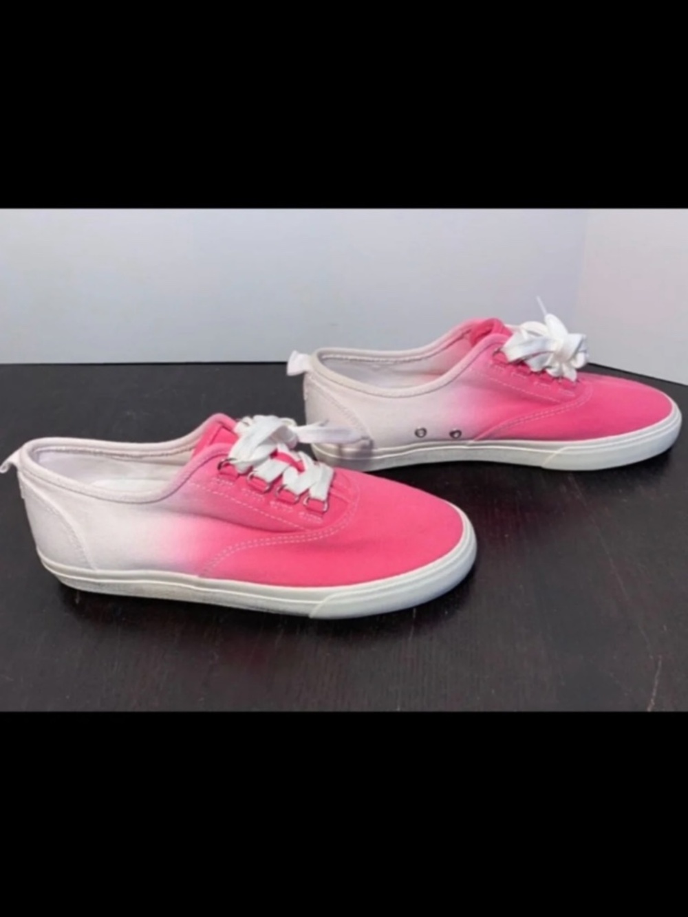 NWOB J.CREW White and Pink Ombre Dip Dyed Sneakers Size 7H